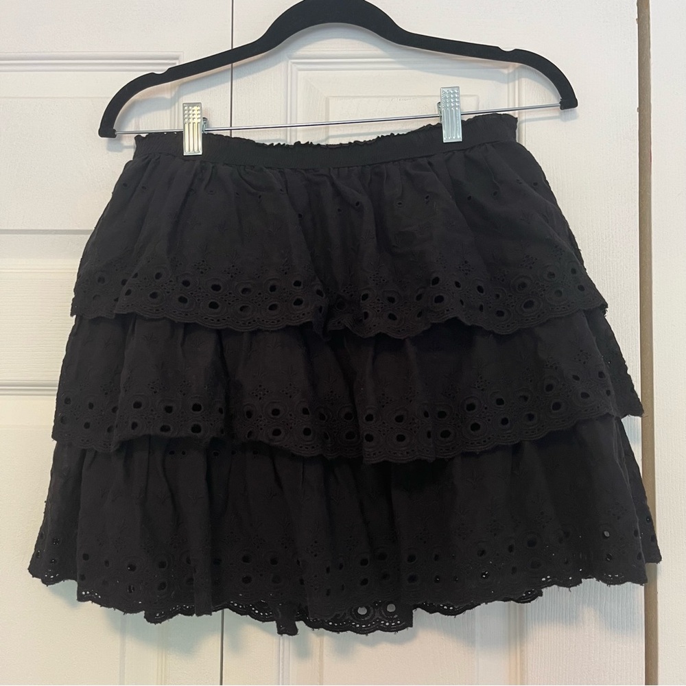 House of Harlow black tiered eyelet mini skirt